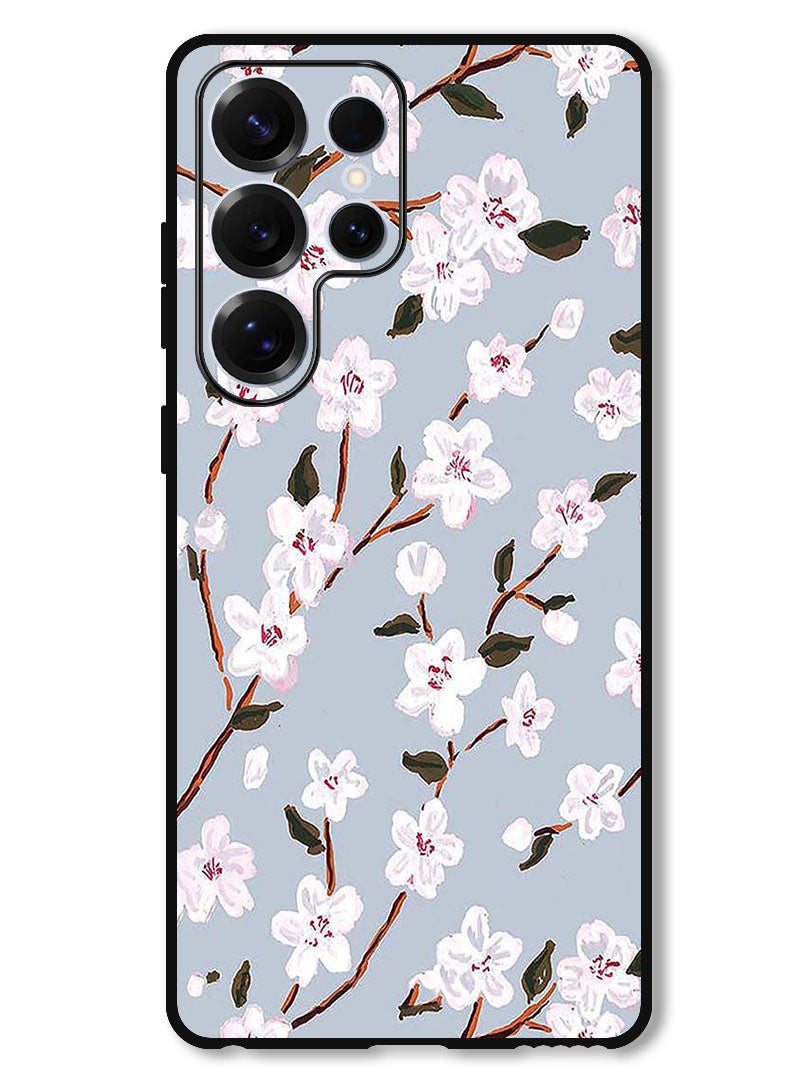 Theodor Protective Case Anti Scratch Shock Proof Bumper Cover For Samsung Galaxy S25 Ultra White Flower - Image 1