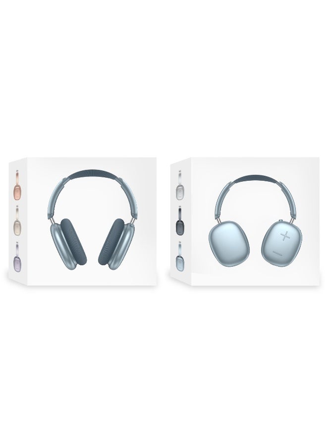 CATANES Air Max Pro Wireless Over Ear Headphones with Active Noiose Cancellation and Built-in Mi, Comfortable and Lightweight - Blue - Image 4