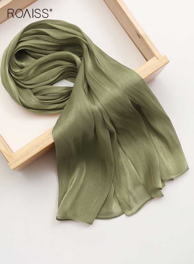 roaiss Women's Hijab Chiffon Silk Head Scarf Scarf Shawl Gradient Color Scarf Daily Hijab for Muslim Women Hijab Head Wrap for Women Sun Shade,Dust Protection Green - Image 5