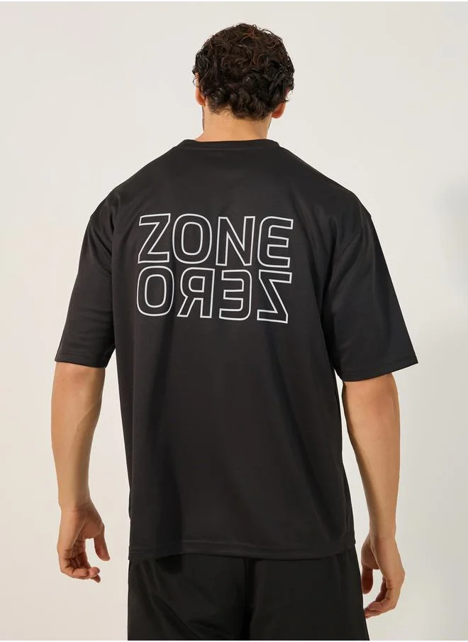 ستايلي Slogan Print Round Neck Oversized Training T-Shirt