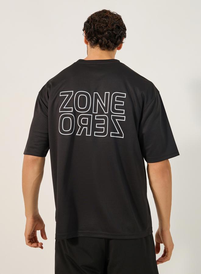 Styli Slogan Print Round Neck Oversized Training T-Shirt  - Image 1