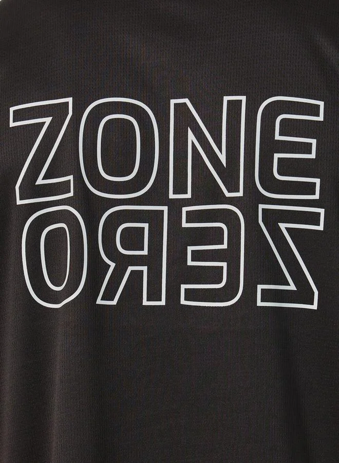 Styli Slogan Print Round Neck Oversized Training T-Shirt