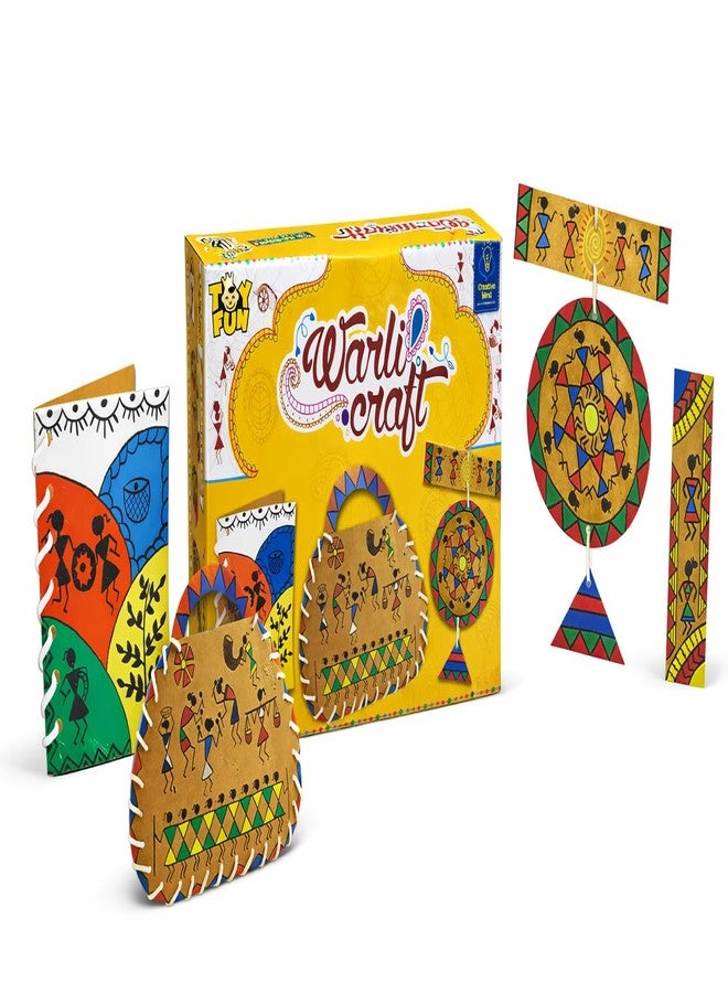 TOY FUN Toyfun Warli Art DIY Craft Kit for Kids | Color & Stitch Activity Set | Make Clutch Bag, Wall Hanging, Greeting Card & Bookmark | Art & Craft Kit for Age 5+ | Creative Gift Set - Image 1