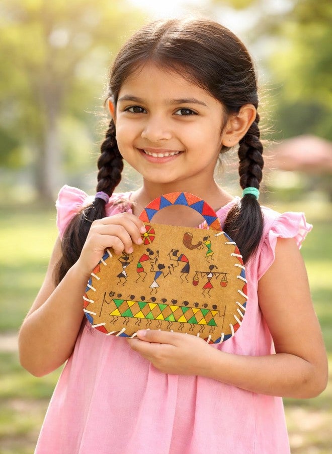 TOY FUN Toyfun Warli Art DIY Craft Kit for Kids | Color & Stitch Activity Set | Make Clutch Bag, Wall Hanging, Greeting Card & Bookmark | Art & Craft Kit for Age 5+ | Creative Gift Set - Image 4