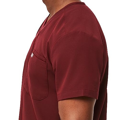 FIGS Leon Three-Pocket Scrub Top for Men - Burgundy, M - Image 2