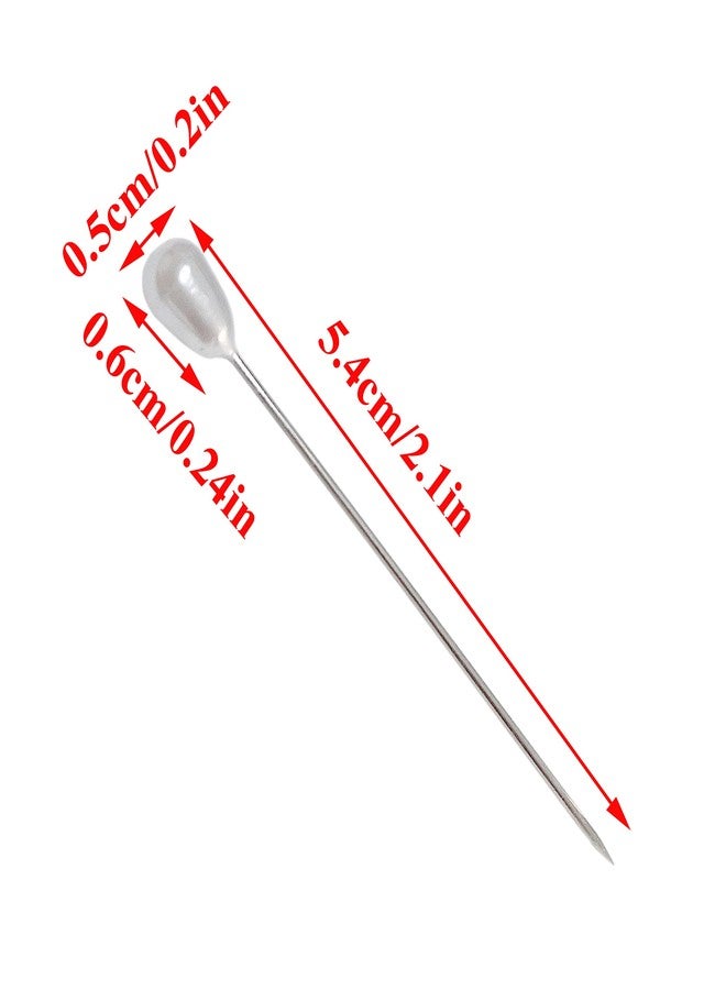مونوشيف 100 قطعة من دبابيس الزهور على شكل زهرة على شكل دمعة، دبابيس رأس لؤلؤة بيضاء مستقيمة، دبابيس رأس ... - Image 2