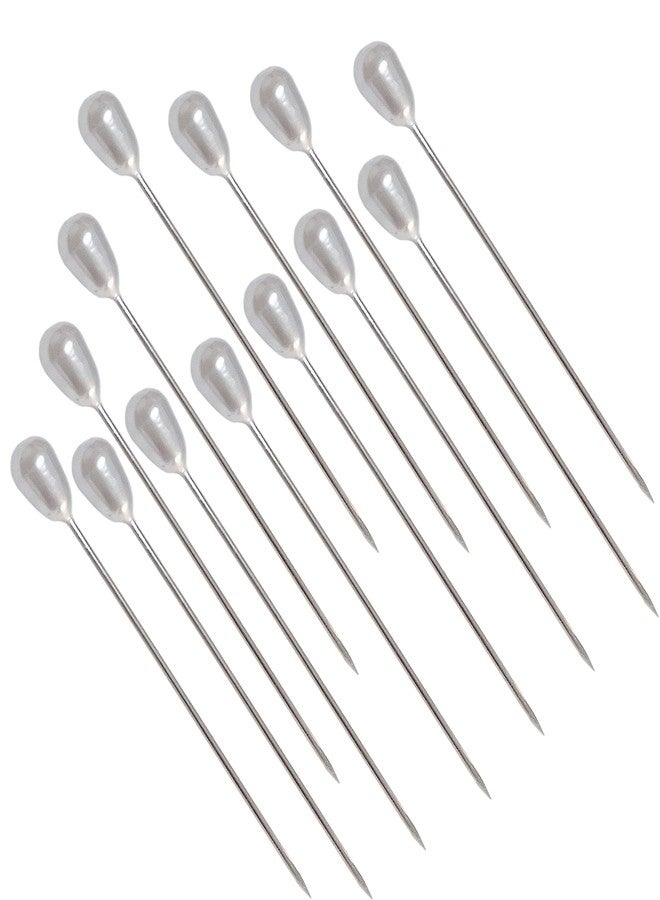 مونوشيف 100 قطعة من دبابيس الزهور على شكل زهرة على شكل دمعة، دبابيس رأس لؤلؤة بيضاء مستقيمة، دبابيس رأس ... - Image 4