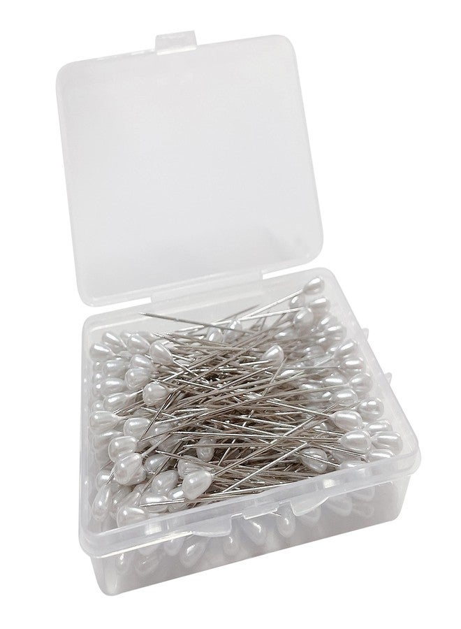 مونوشيف 100 قطعة من دبابيس الزهور على شكل زهرة على شكل دمعة، دبابيس رأس لؤلؤة بيضاء مستقيمة، دبابيس رأس ... - Image 5