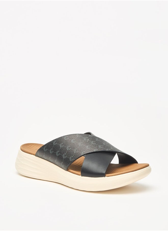 Le Confort Women's Monogram Print Slip-On Flatform Sandals  - Image 2