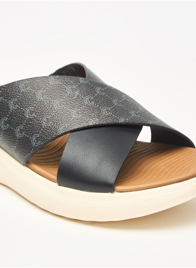 Le Confort Women's Monogram Print Slip-On Flatform Sandals  - Image 5