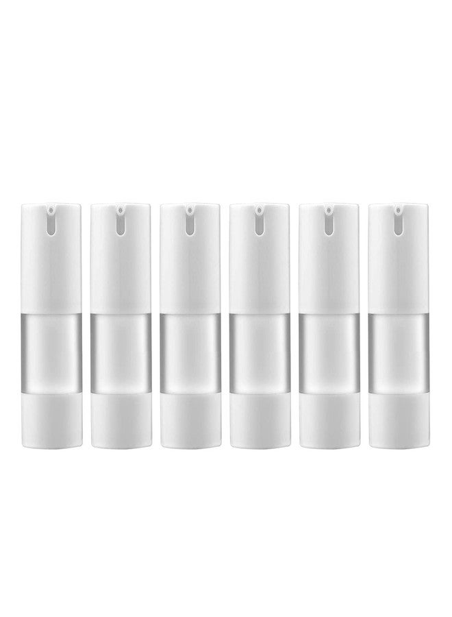 LONGWAY زجاجات مضخة خالية من الهواء سعة 0.5 أونصة 15 مل من لونغ واي، زجاجات مضخة تجميلية صغيرة للسفر بتقنية الفراغ للكريمات واللوشن (عبوة من 6، مصنوعة من الزجاج المعتم) - Image 1