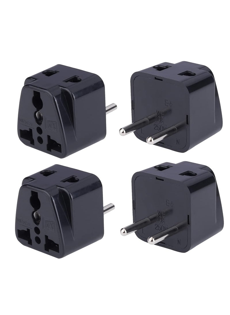 MX MX Universal Travel Adapter Type C India to Europe Turkey Spain Italy Indonesia Korea More 2 in 1 Conversion Plug for Home and Official use Black Pack  - Image 1