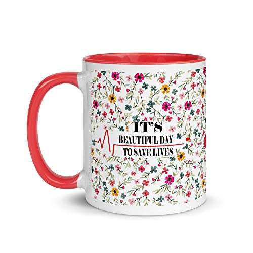 TAJNAN Doctor Appreciation Mug – “It’s a Beautiful Day to Save Lives” & Medical Doodle Print-Healthcare Heroes – Medical Icons & Motivational Quotes-“Not All Angels Have Wings” - Image 3