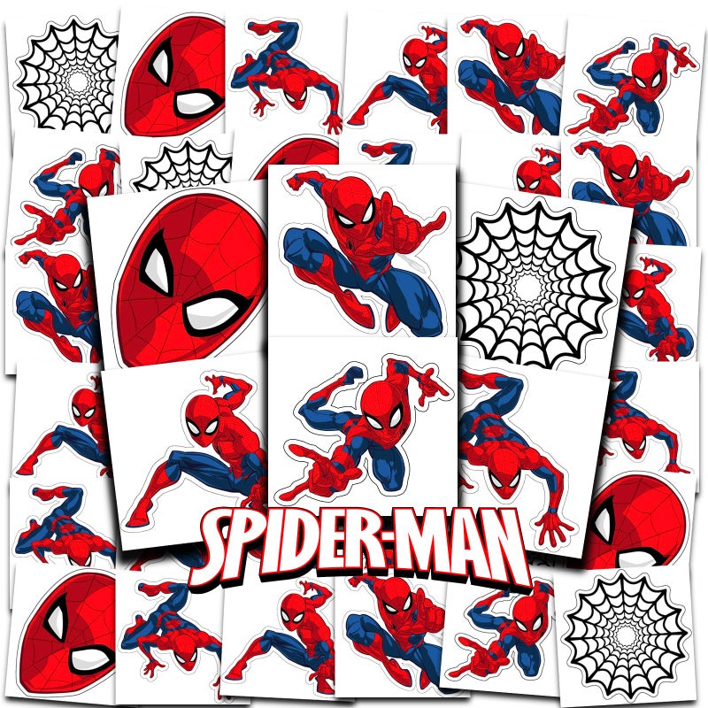 Marvel Spiderman Tattoos Party Favors Bundle 72 Perforated Individual 2 x 2 Spiderman Temporary Tattoos for Kids Boys Girls Spiderman Party Supplies