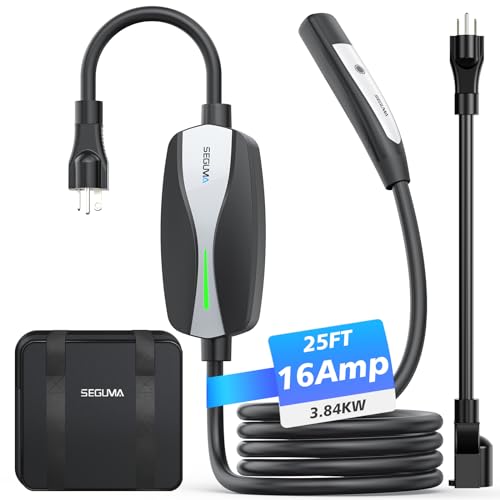 SEGUMA Level 12 Tesla Charger 12A16A 25ft Extension Cable Dual Voltage 240V NEMA 620 Plug 120V NEMA 515 Adapter NACS Connector Portable Home Electric Car EV Charger for Tesla Models YX3S