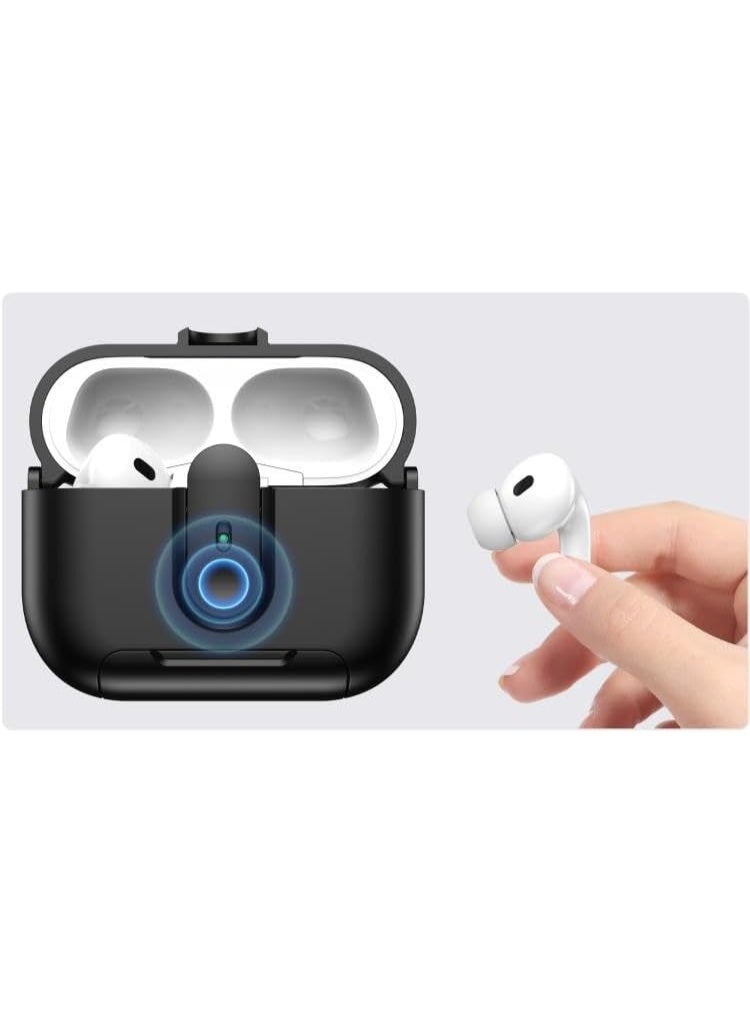 جراب AirPods Pro 3 إصدار 2025، مزود بقفل أمان وحامل للهاتف، غطاء حماية AirPods Pro من الجيل الثالث مع منظف وحلقة مفاتيح، مقاوم للصدمات والخدوش، (أسود وأخضر) - Image 2