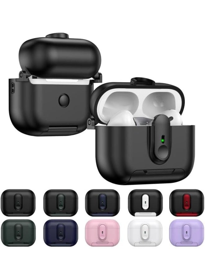 جراب AirPods Pro 3 إصدار 2025، مزود بقفل أمان وحامل للهاتف، غطاء حماية AirPods Pro من الجيل الثالث مع منظف وحلقة مفاتيح، مقاوم للصدمات والخدوش، (أسود وأخضر) - Image 4