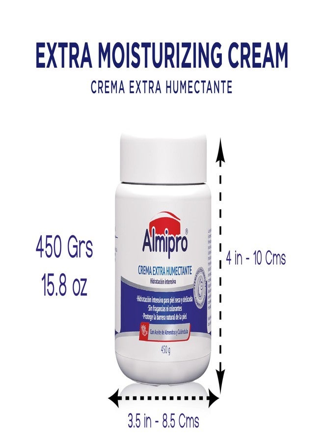 almipro Extra Moisturizing Cream for Dry & Delicate Skin - Hydrating & Nourishing Body Cream with Calendula & Almond Oils -Fragrance-Free & Non-Greasy - 15 oz - Image 2