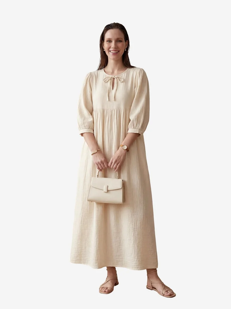MY FASHION MY FASHION Tie Detail Loose Fit Maxi Dress