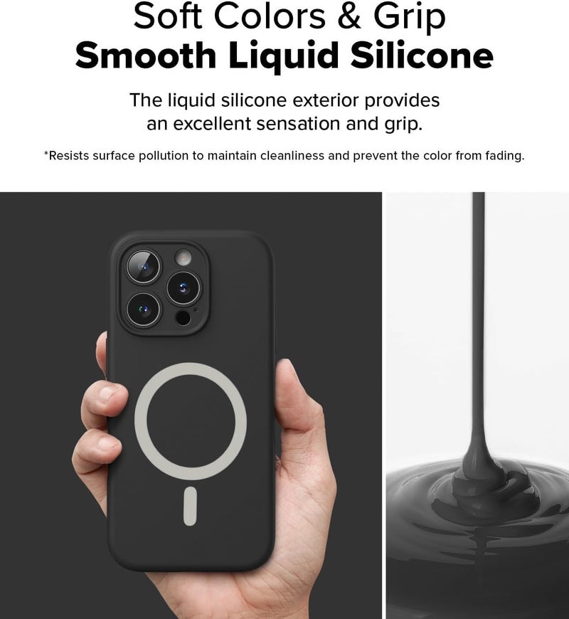 DIZORO Magnetic Silicone Case Compatible for iPhone 16 Pro Max 6.9-Inch, Silky Soft Touch, Shock Absorbing Phone Cover with Camera Lens Full Protection-Black - Image 4