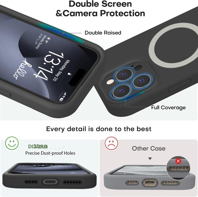 DIZORO Magnetic Silicone Case Compatible for iPhone 16 Pro Max 6.9-Inch, Silky Soft Touch, Shock Absorbing Phone Cover with Camera Lens Full Protection-Black - Image 5