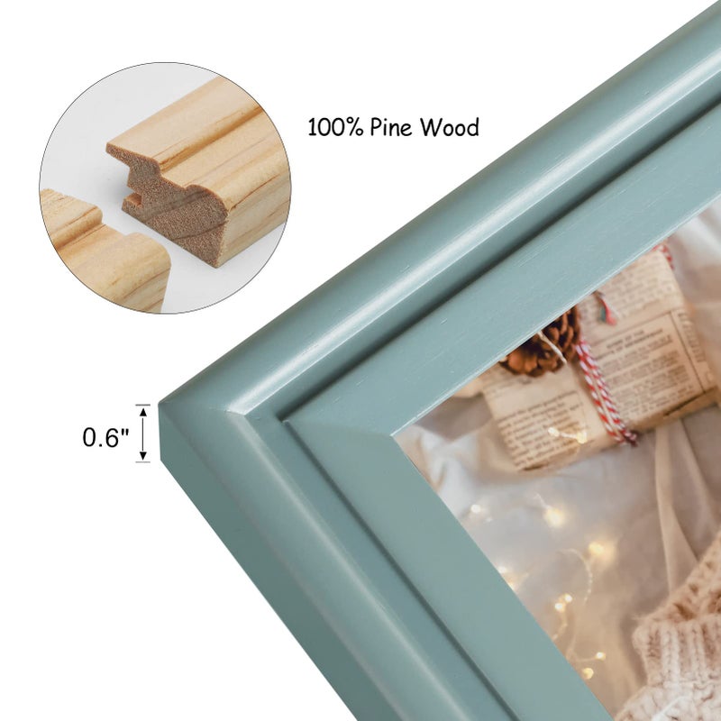 Tamolus 4x6 Double Hinged Picture Frame Folding Photo Frame Horizontal and Vertical in Teal Blue Pine Wood with Real Glass for Tabletop X2-LAN-HS46 - Image 3