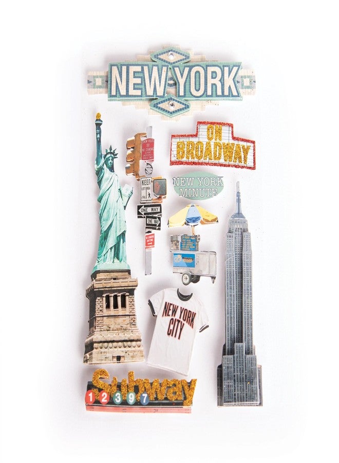 Paper House Productions STDM-0011E 3D Cardstock Stickers, New York City (3-Pack) - Image 1