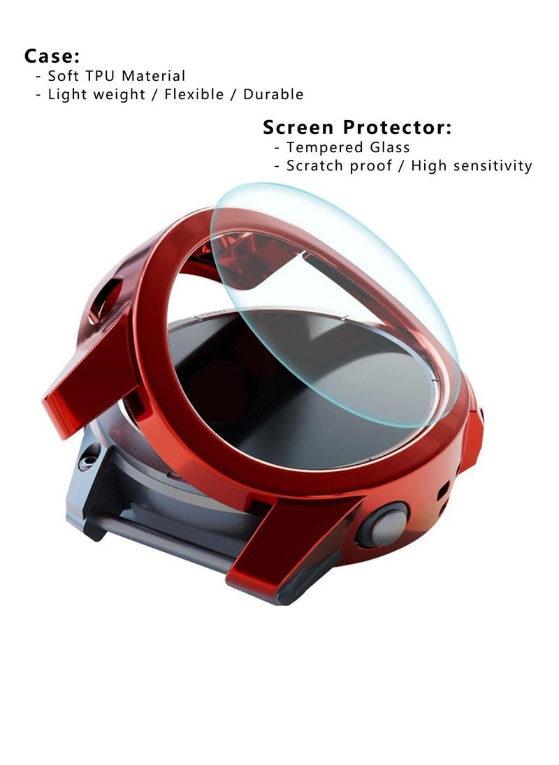 Y&D - 5+5 Pack Fenix 7 Screen Protector and Case Anti-Fog Tempered Glass Film Soft TPU Bumper Watterproof Compatible for Garmin 7/7 Solar Sapphire Smart Watch 47MM - Image 1