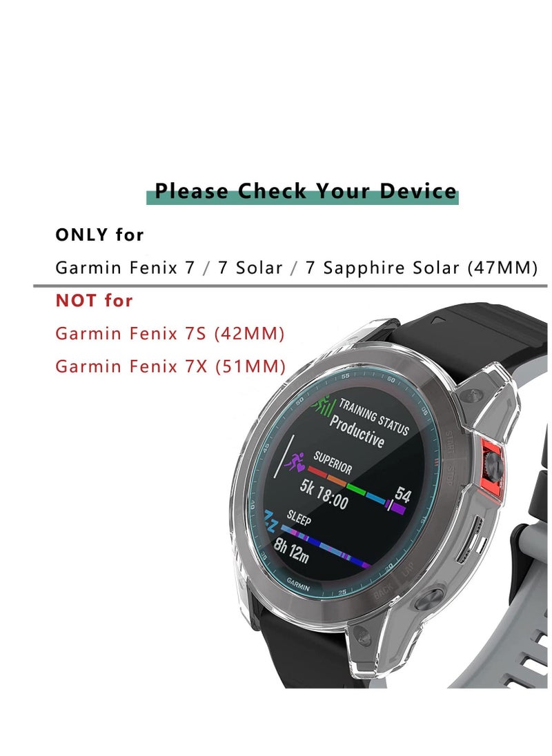 Y&D - 5+5 Pack Fenix 7 Screen Protector and Case Anti-Fog Tempered Glass Film Soft TPU Bumper Watterproof Compatible for Garmin 7/7 Solar Sapphire Smart Watch 47MM - Image 1