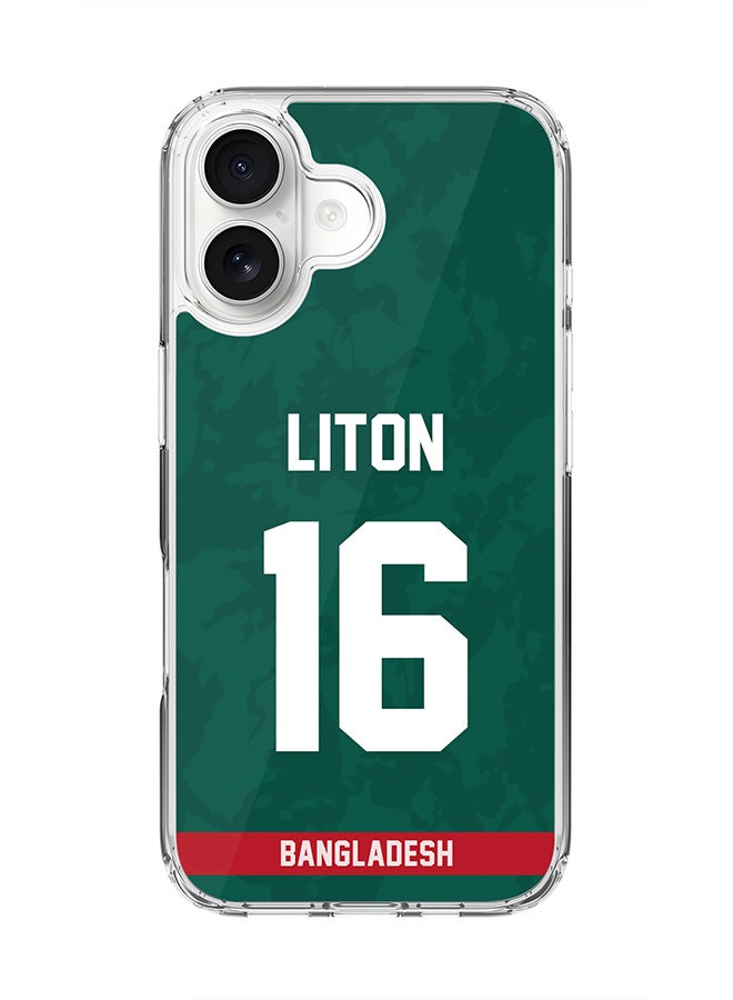 Stylizedd Classic Clear MagSafe Case for iPhone 17 , Hybrid Soft Case Flexible Edges Anti Drop TPU PC Gel Thin Transparent Cover [ Designed for iPhone 17 ] - Team Bangladesh Liton Das, Jersey No 16