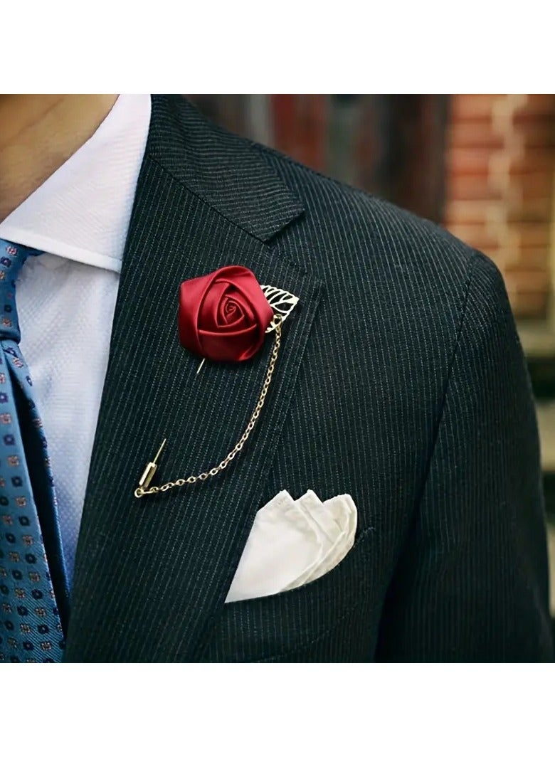 Goolsky Golden Leaf Brooch Suit Pin - Elegant Wedding Corsage Accessory with Chain, Ideal Gift for Special Occasions, and Formal Events - Image 2