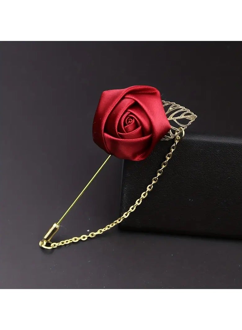 Goolsky Golden Leaf Brooch Suit Pin - Elegant Wedding Corsage Accessory with Chain, Ideal Gift for Special Occasions, and Formal Events - Image 5