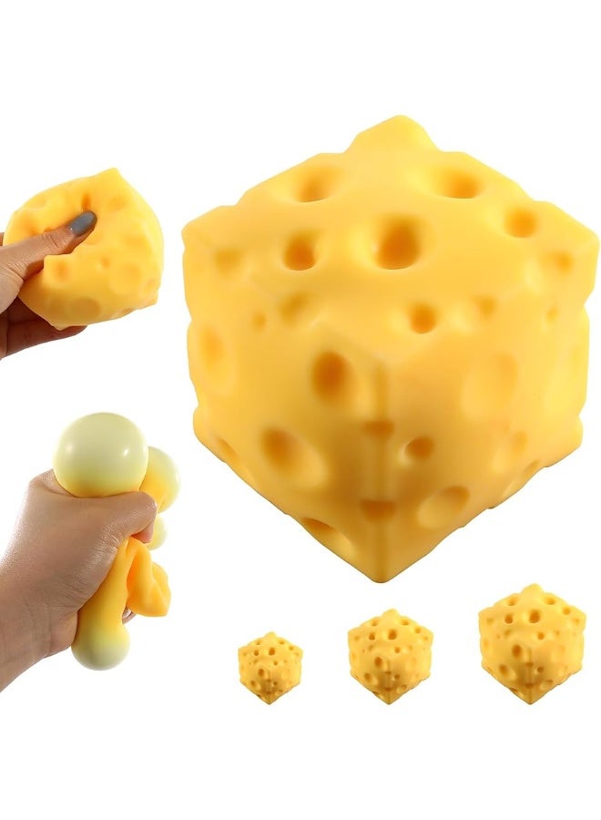 QITAI Big Cheese Squishy (10cm), Jumbo Squishy Cheese Block Stress Relief Fidget Toy,Large Size Viral Squeeze Toys for Holiday & Birthday Gifts (4 Inch) - Image 1