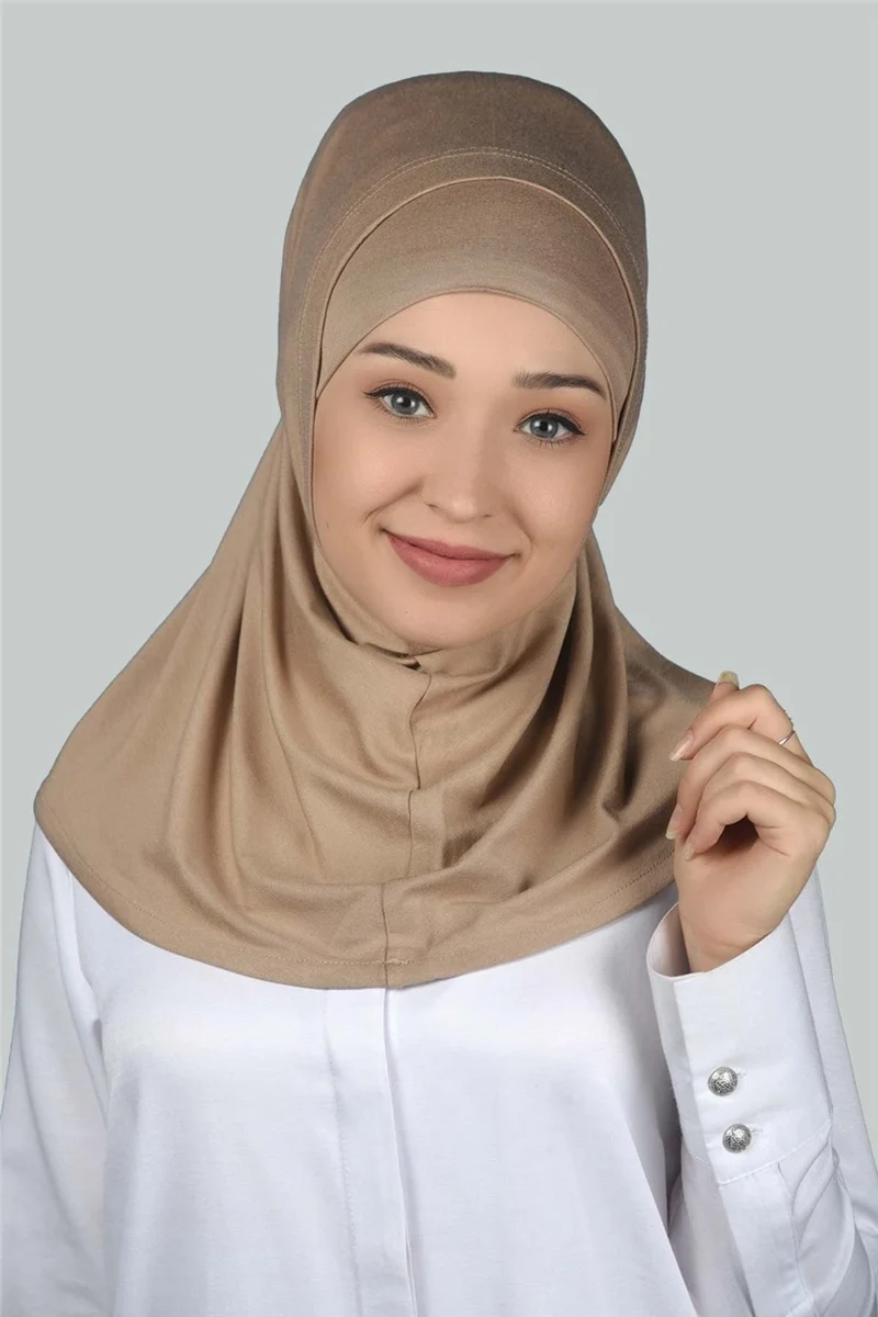 Altobeh Set of 2 Practical Scarf, Ready-made Turban and Hijab Hijab Bonnet - Dark Beige
