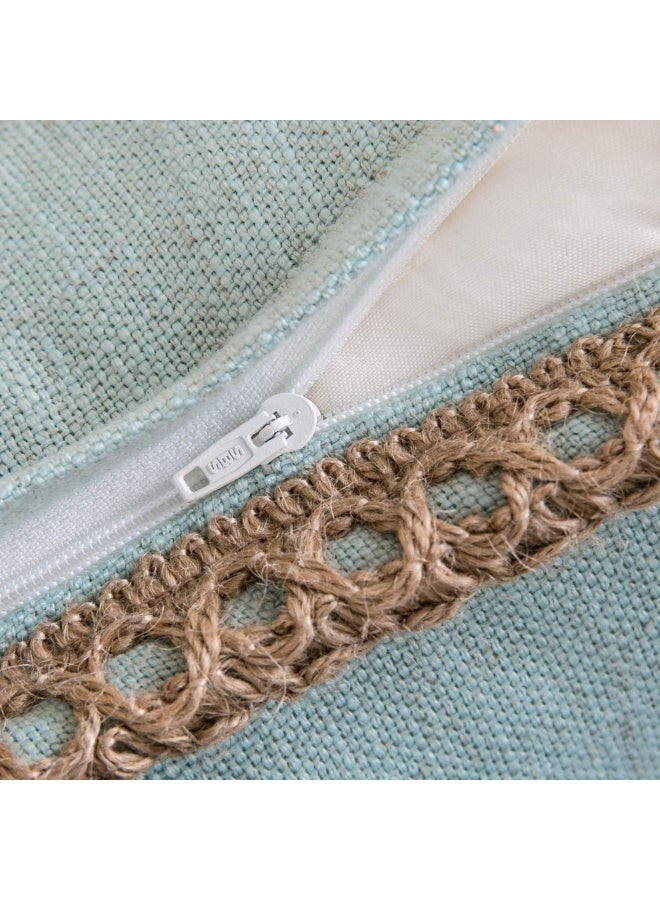 Phantoscope Farmhouse Solid Throw Decorative Pillow Cover Burlap Linen Trimmed Tailored Edges Outdoor Pillow Light Turquoise 18 x 18 inches 45 x 45 cm - Image 5