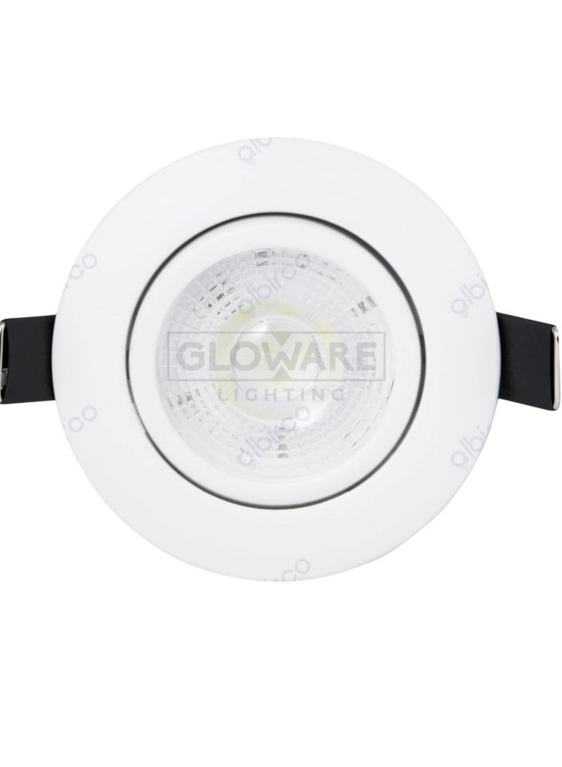 Gloware LED Recessed Downlight, White, Adjustable Ceiling Spotlight - Image 1