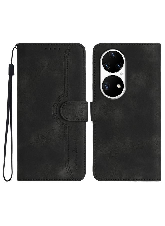 جرين تايجر جراب لهاتف Huawei P50 Pro بنمط قلب من الجلد الملمس - Image 1