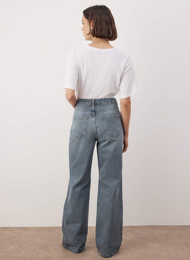 trendyol Blue*001 High Waist Wide Leg Wide Leg Jeans - Image 4