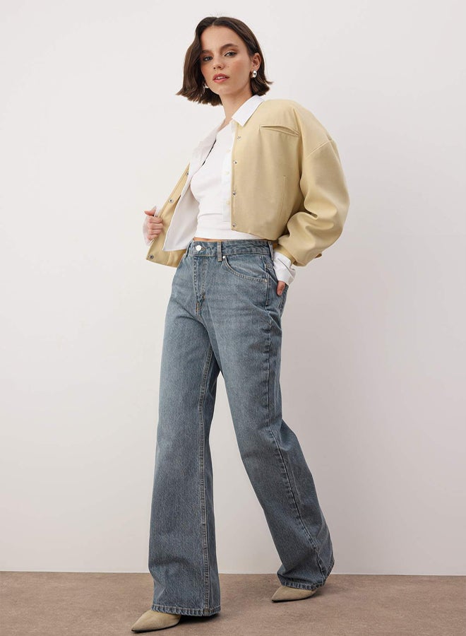 trendyol Blue*001 High Waist Wide Leg Wide Leg Jeans - Image 2