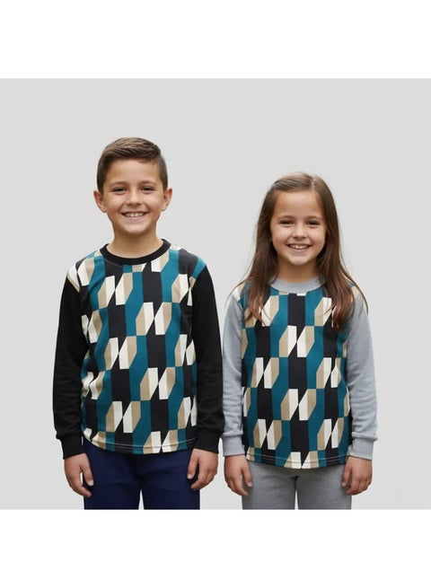 بيجاما أطفال، بأكمام طويلة، بطبعة متعددة الألوان، للجنسين