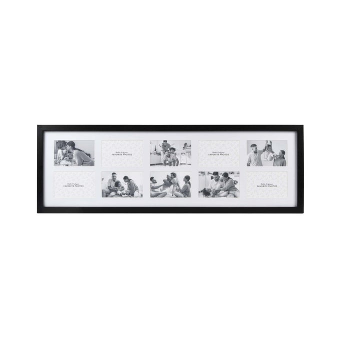 10OPENING 12 X 36 BLACK MATTED WALL COLLAGE PICTURE FRAME COLLAGE WALL DECOR HOLDS TEN 4X6 PHOTOS