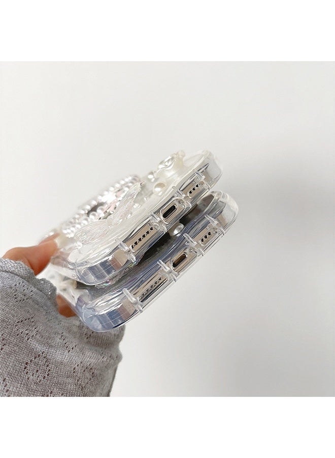 لحافظة iPhone 14Promax مع سلسلة سحر فراشة زهرة 3D لطيف جراب الهاتف - Image 5