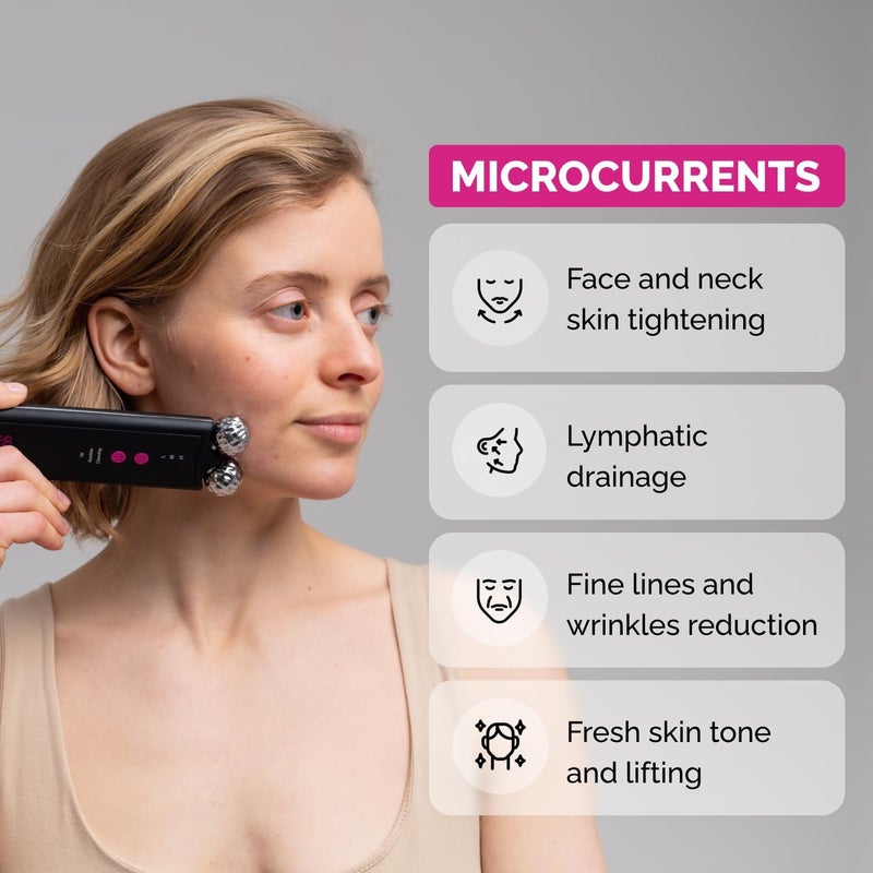 GESS Ultrasonic Exfoliator with EMS Massage Rollers, Phonophoresis, Ultrasonic Micro Massage & Myostimulation, 3 Modes - Pore Cleanser Face & Double Chin Remover for Effective Skin Care - Image 4