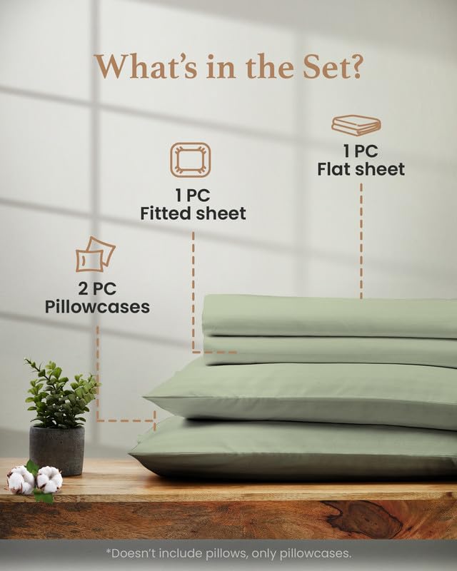 Good Sleep Bedding Queen Cotton Sheet Set 4 Pc Luxury Extra Deep Pocket Queen Sheets Fits Mattress Upto 16 Soft Breathable Durable Queen Size Bed Sheets Sage Green Sheets - Image 3