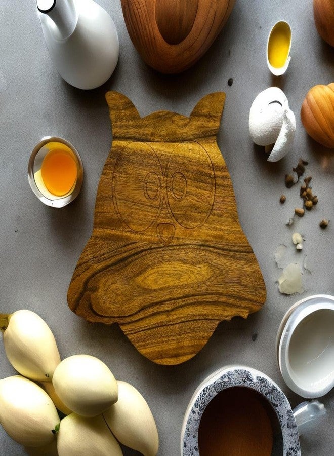 Affinity Decor Acacia Wood Halloween Scary Owl Cutting Board with Groove for Festive Decor and Appetizer Serving Tray (12"L x 12"W) - Image 5