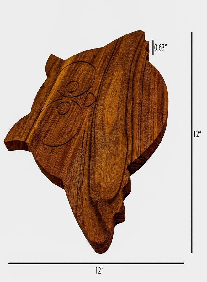 Affinity Decor Acacia Wood Halloween Scary Owl Cutting Board with Groove for Festive Decor and Appetizer Serving Tray (12"L x 12"W) - Image 2