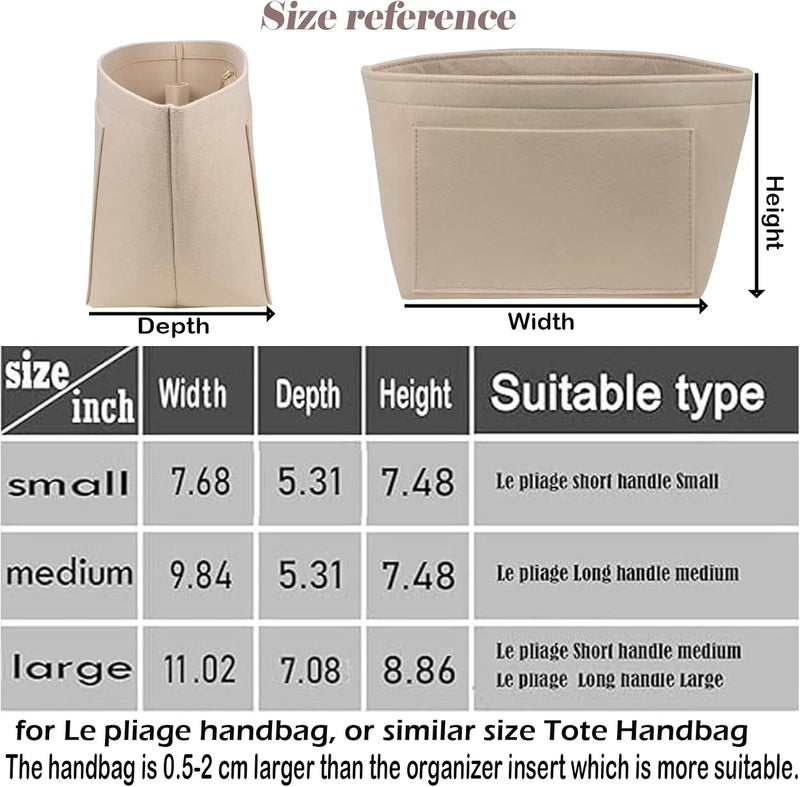 Lckaey Purse Organizer insert For longchamp Purse insert for long champ bag le pliage Organizer large beige - Image 2
