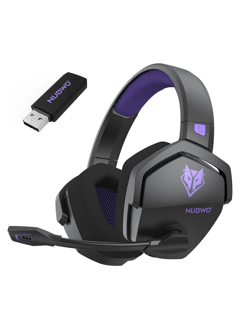 NUBWO G06 Gaming Headset,Wireless Gaming Headphones with Mic for PS5, PS4, PC, and Switch, Ergonomic Design,2.4GHz Wireless + Bluetooth-50mm Drivers,Black/Purple  - Image 1