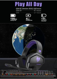 NUBWO G06 Gaming Headset,Wireless Gaming Headphones with Mic for PS5, PS4, PC, and Switch, Ergonomic Design,2.4GHz Wireless + Bluetooth-50mm Drivers,Black/Purple  - Image 5