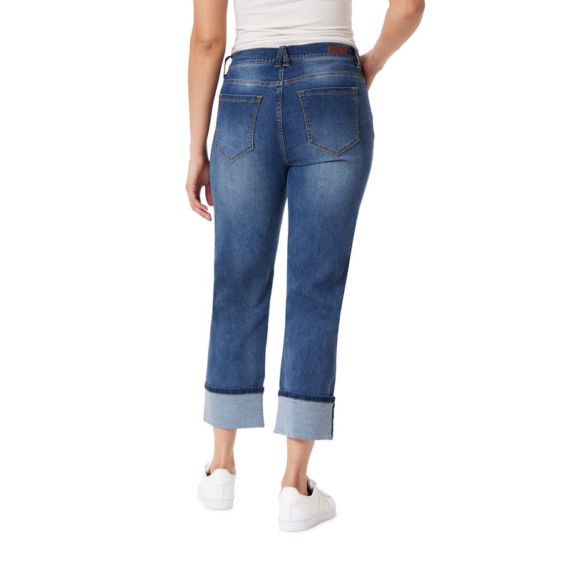 Angels Forever Young Signature Straight Leg Jeans - Mid-Rise, Cropped 26" Cuffed Inseamâ€‹â€‹, Figure Enhancing Stretch Denim - Geneva, 8 - Image 2